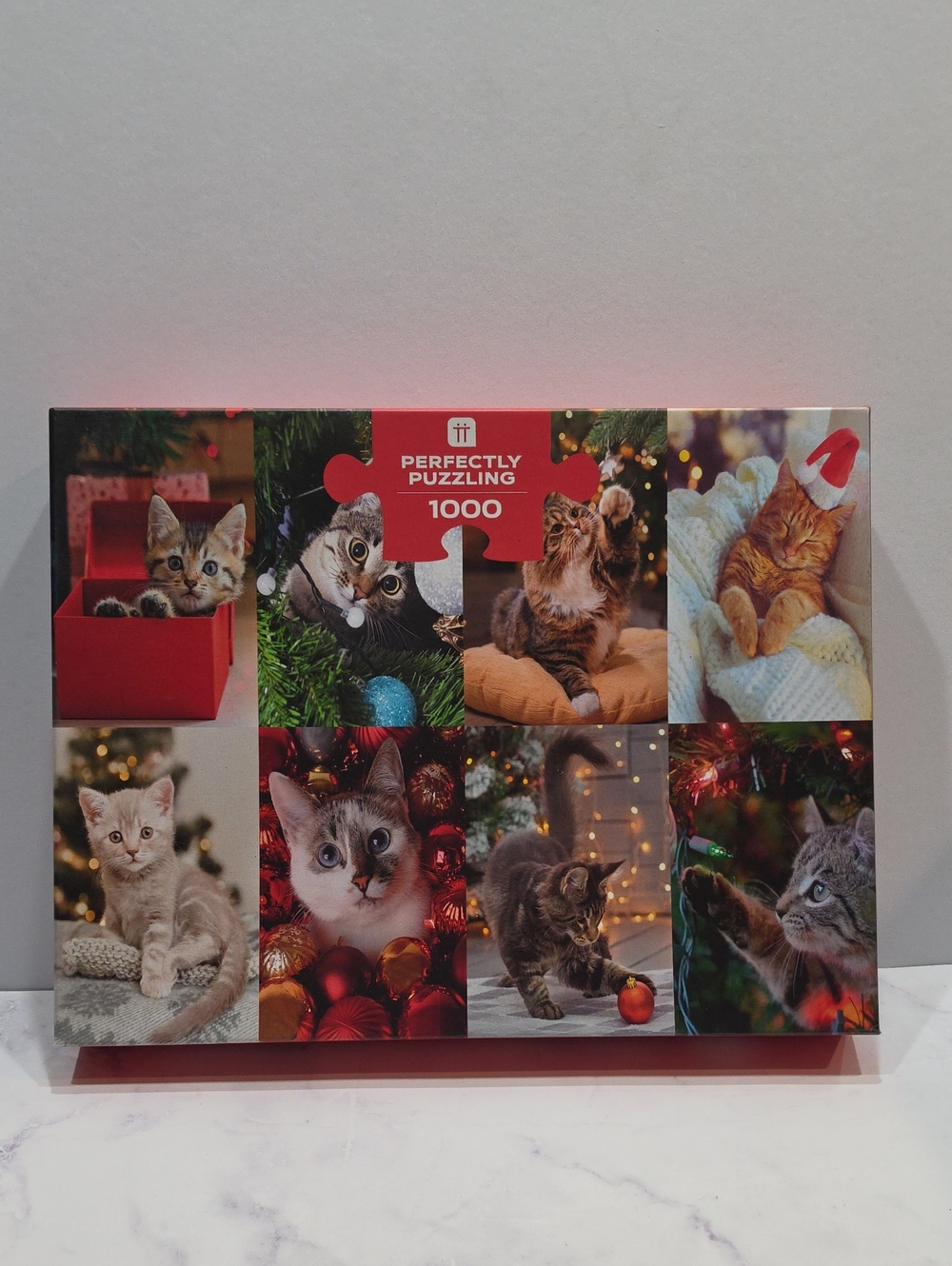 Perfectly Puzzling 1000-Piece Cat Collage Puzzle - Red Accents Brand New